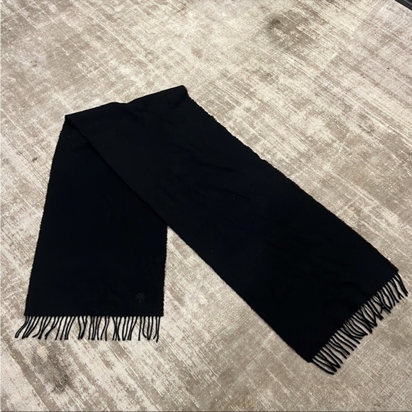Mulberry England Embroidered Logo Lambswool Black Scarf - Picture 3 of 6